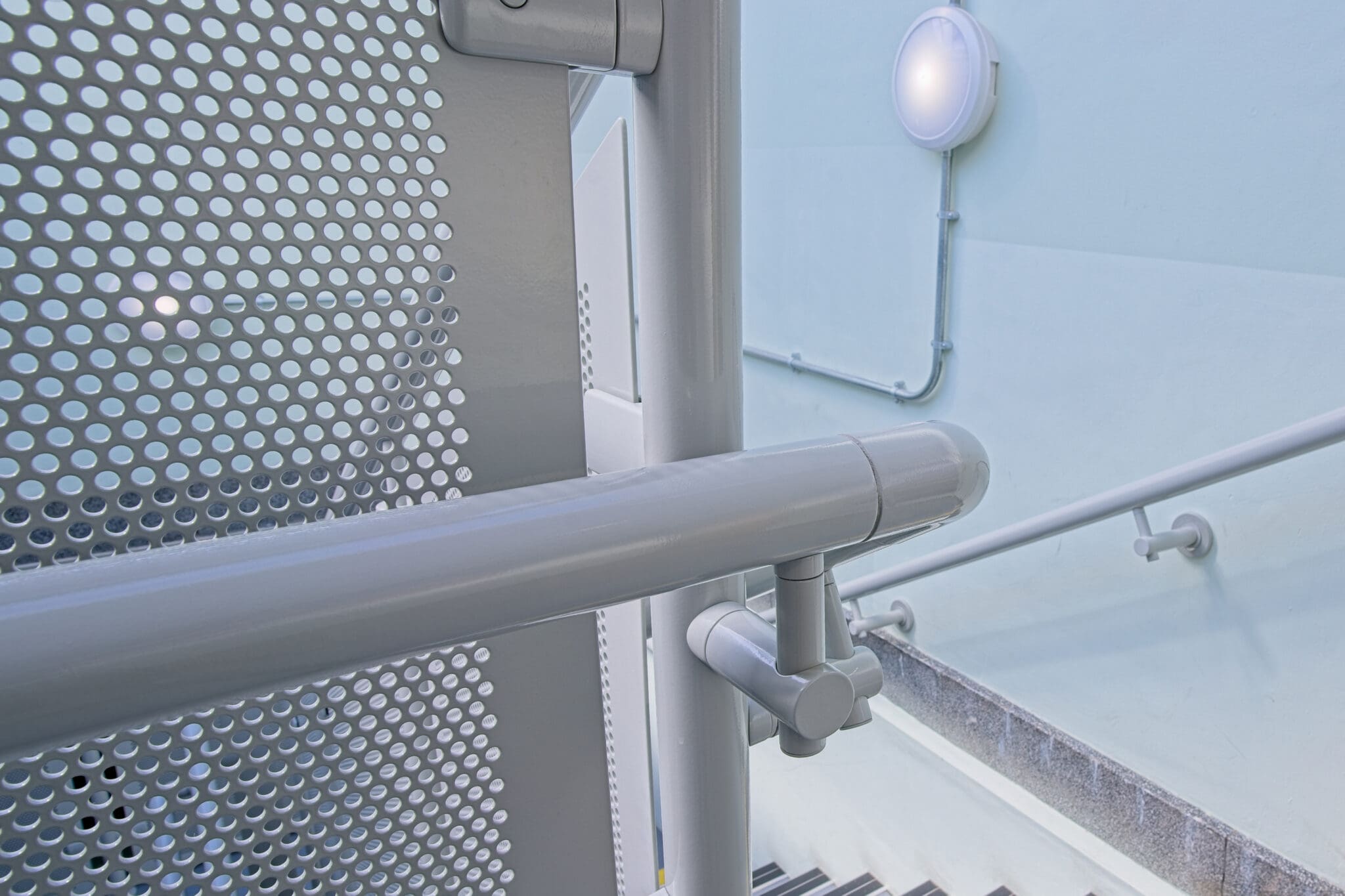 Spectrum Polyester Powder Coated Perforated Panel Balustrade with Offset Stanchions