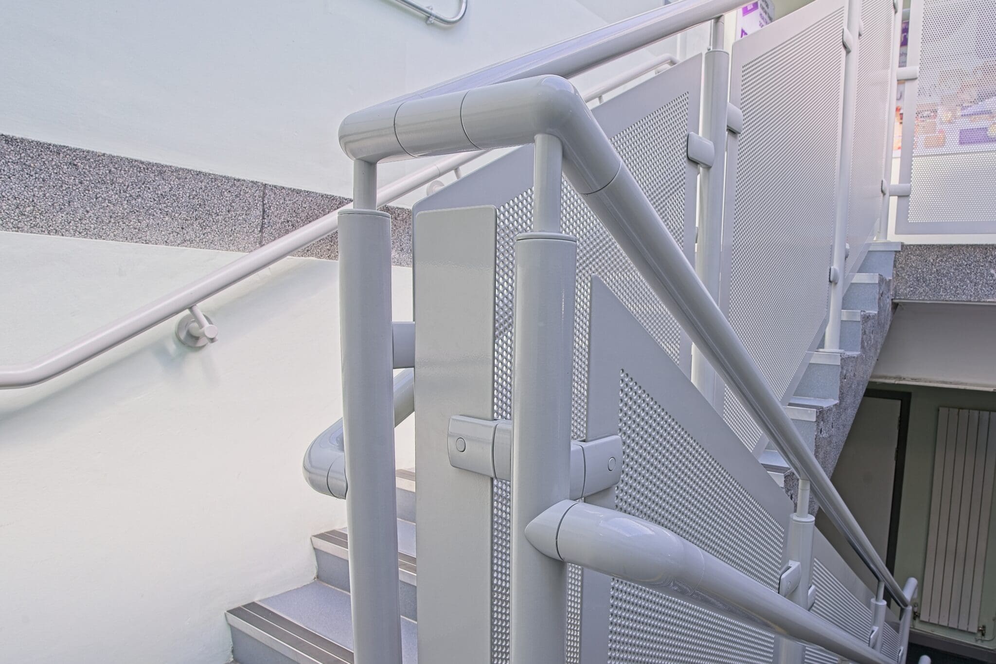 Spectrum Polyester Powder Coated Perforated Panel Balustrade with Offset Stanchions