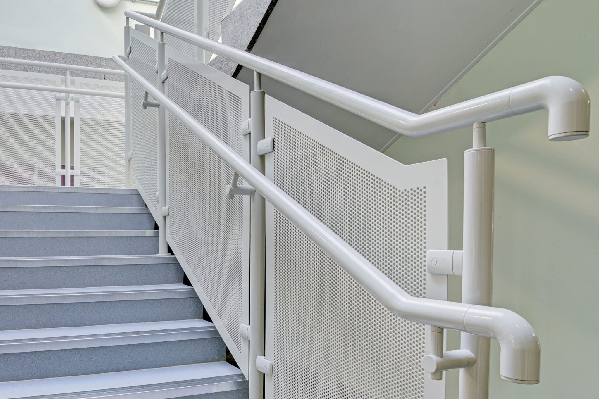 Spectrum Polyester Powder Coated Perforated Panel Balustrade with Offset Stanchions